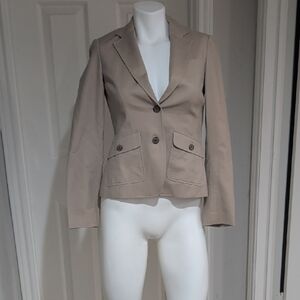 Banana Republic Blazer Womens 0 Tan Cotton Blend Stretch Business Casual Classic